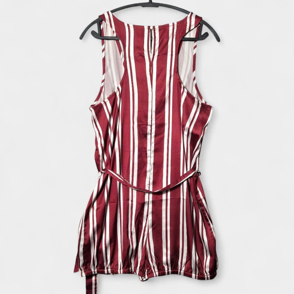 Anthropologie Women's Belted Striped Sleeveless V-Neck Romper Red & White NWT - Picture 6 of 12